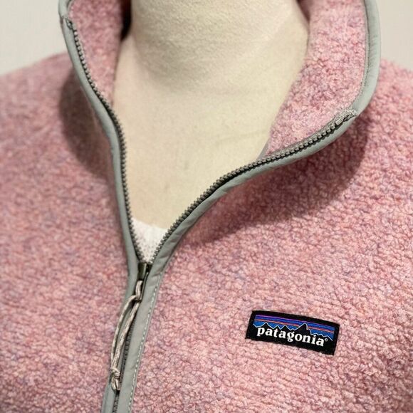 Patagonia Los Gatos 1/4 Zip Fleece Pullover Dusty Pink Fuzzy Winter Jacket Small - Picture 4 of 10